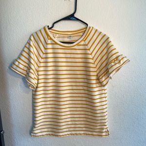 Old Navy Yellow and White Striped Sweatshirt Material Size Small